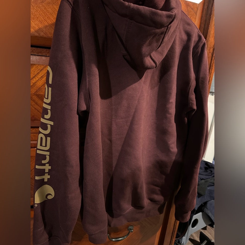 Carhartt Men's Dark Brown Hoodie with Logo Sleeve